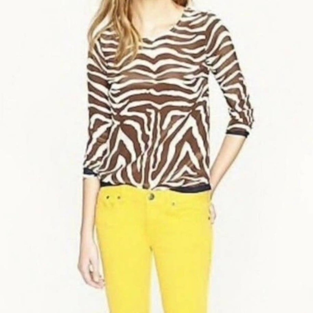 J Crew 100% silk zebra stripe animal print blouse